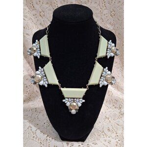 Vintage Statement Necklace With Geometric Triangles & Floral Motif-Excellent Use